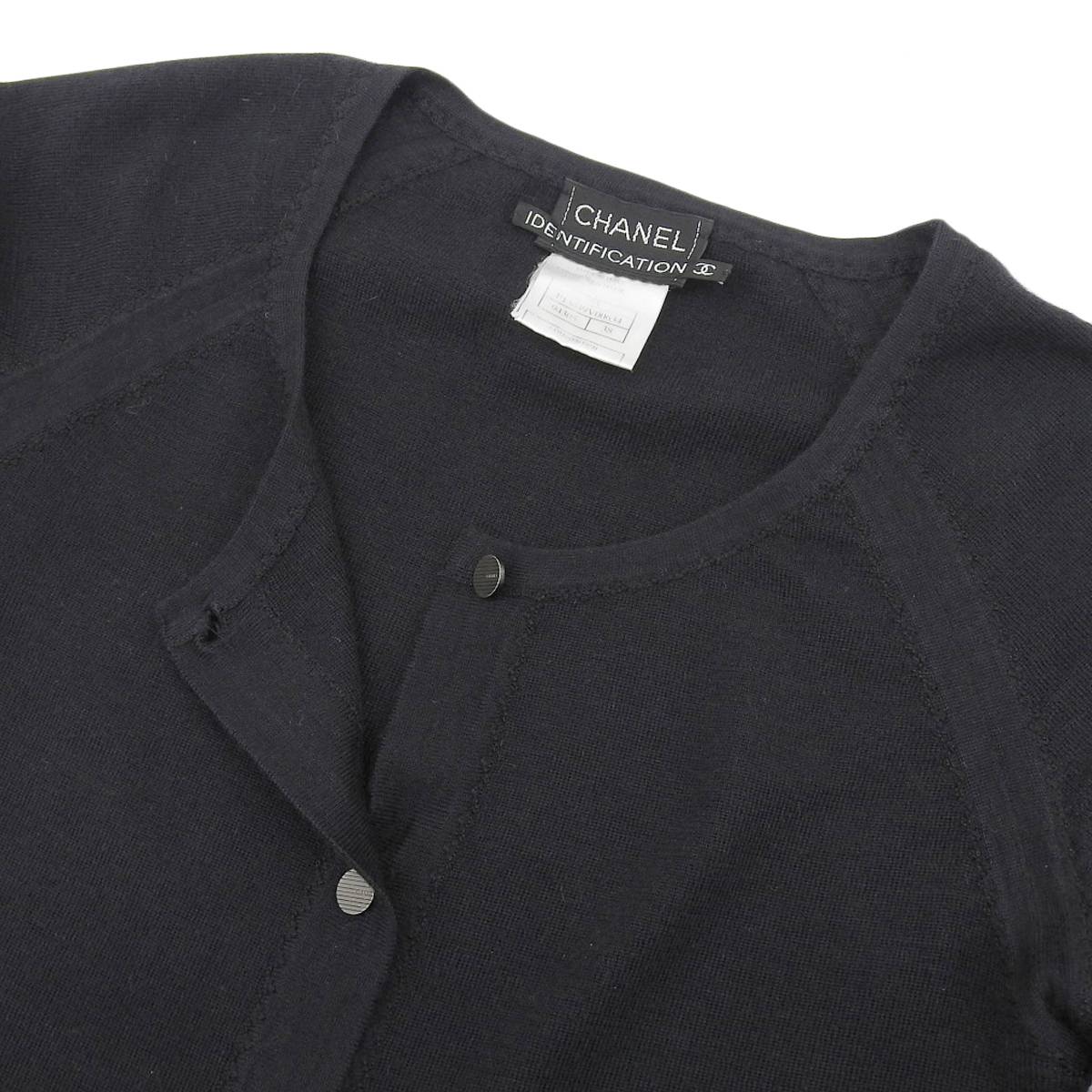 シャネル CHANEL カーディガン カシミヤ×シルク ブラック 38 レディース 4242