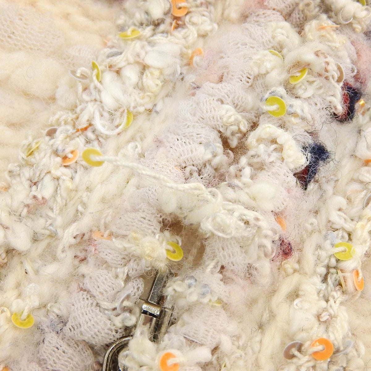 シャネル CHANEL ミックスツィード チュニックワンピース 半袖ニット ウールカシミヤ他 オフホワイト×ミックス サイズ40 レディース 4355