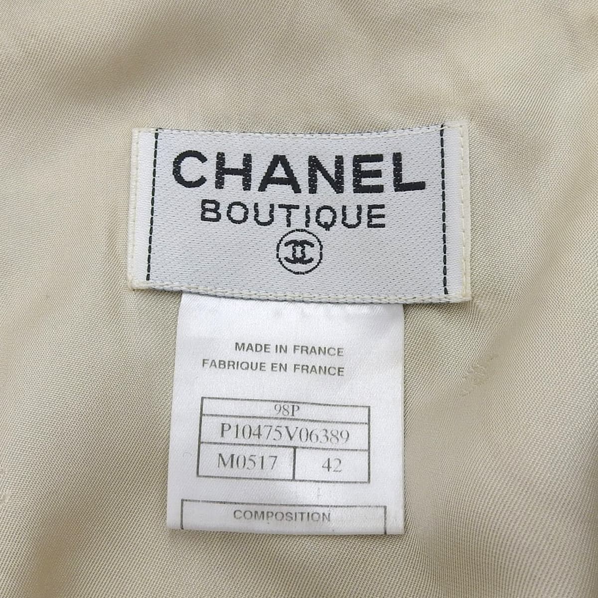シャネル CHANEL ノースリーブ ワンピース ウール×シルク ベージュ系ミックス サイズ42 レディース 98P 4476