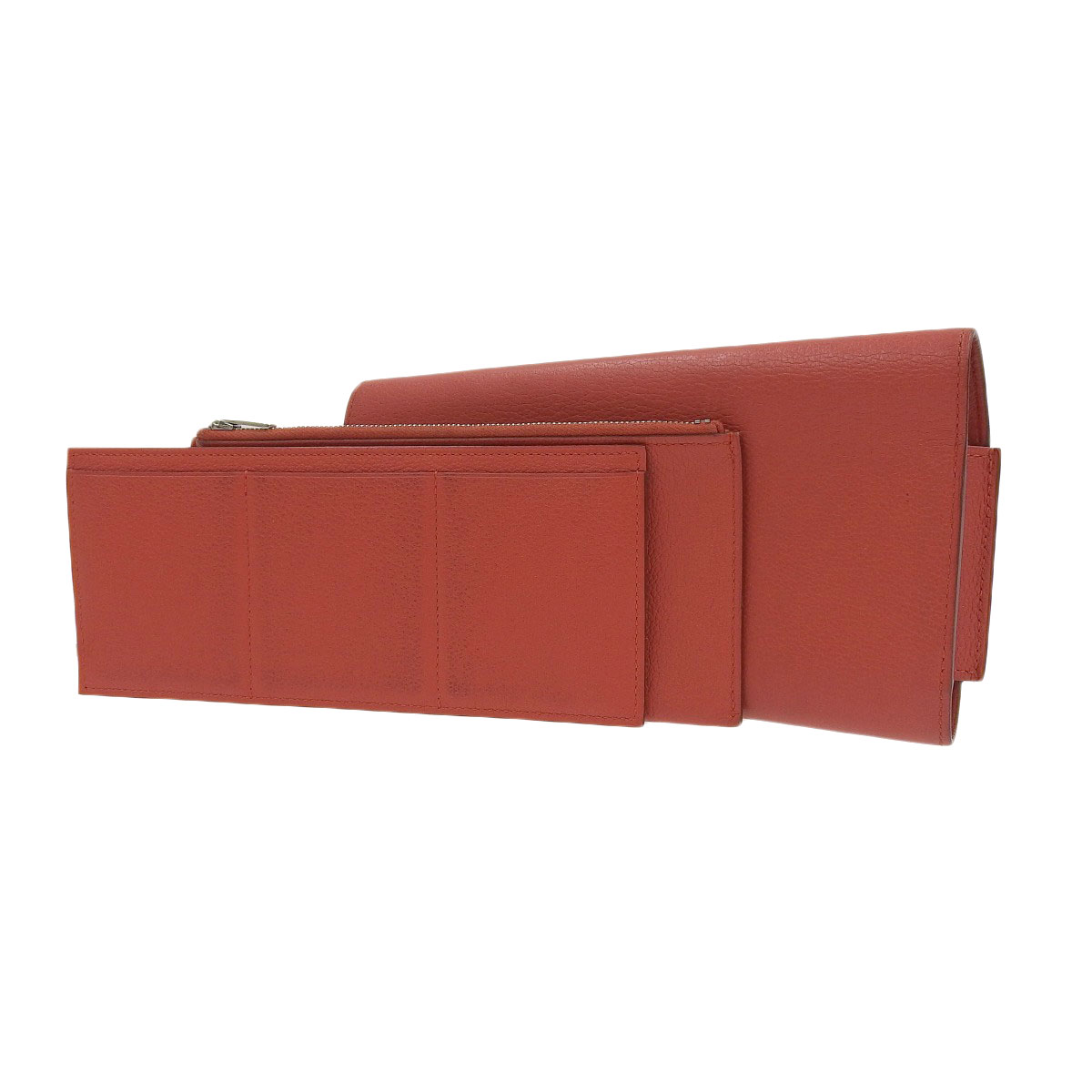 エルメス Hermes パッサン ロング 長財布 エバーカーフ レッド系 レディース X刻印 2016年 8542