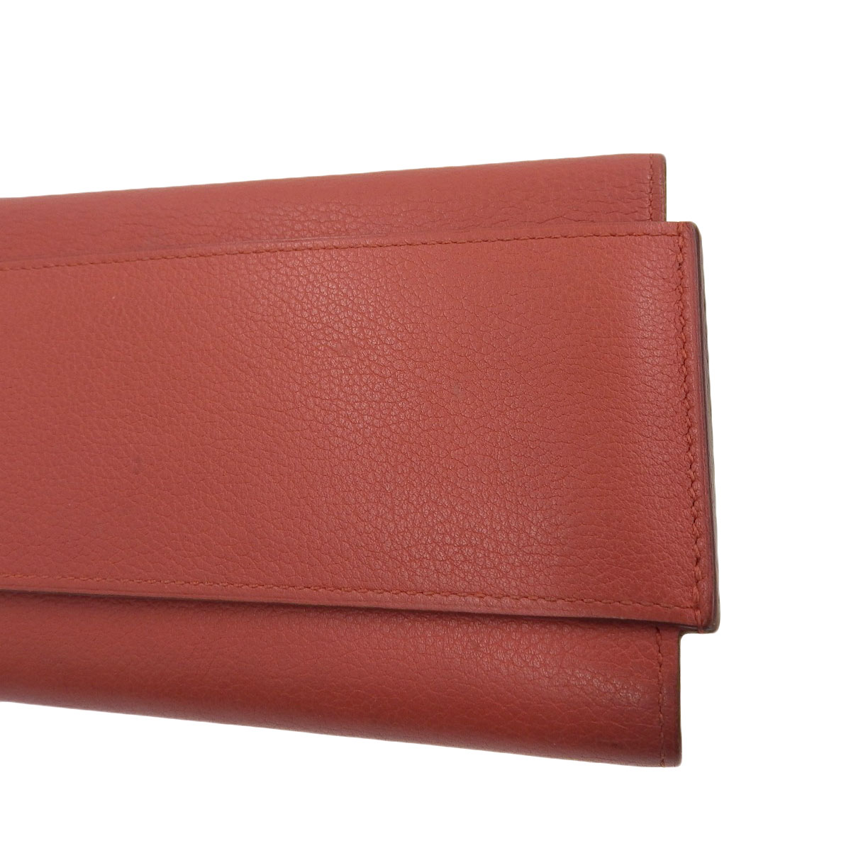 エルメス Hermes パッサン ロング 長財布 エバーカーフ レッド系 レディース X刻印 2016年 8542