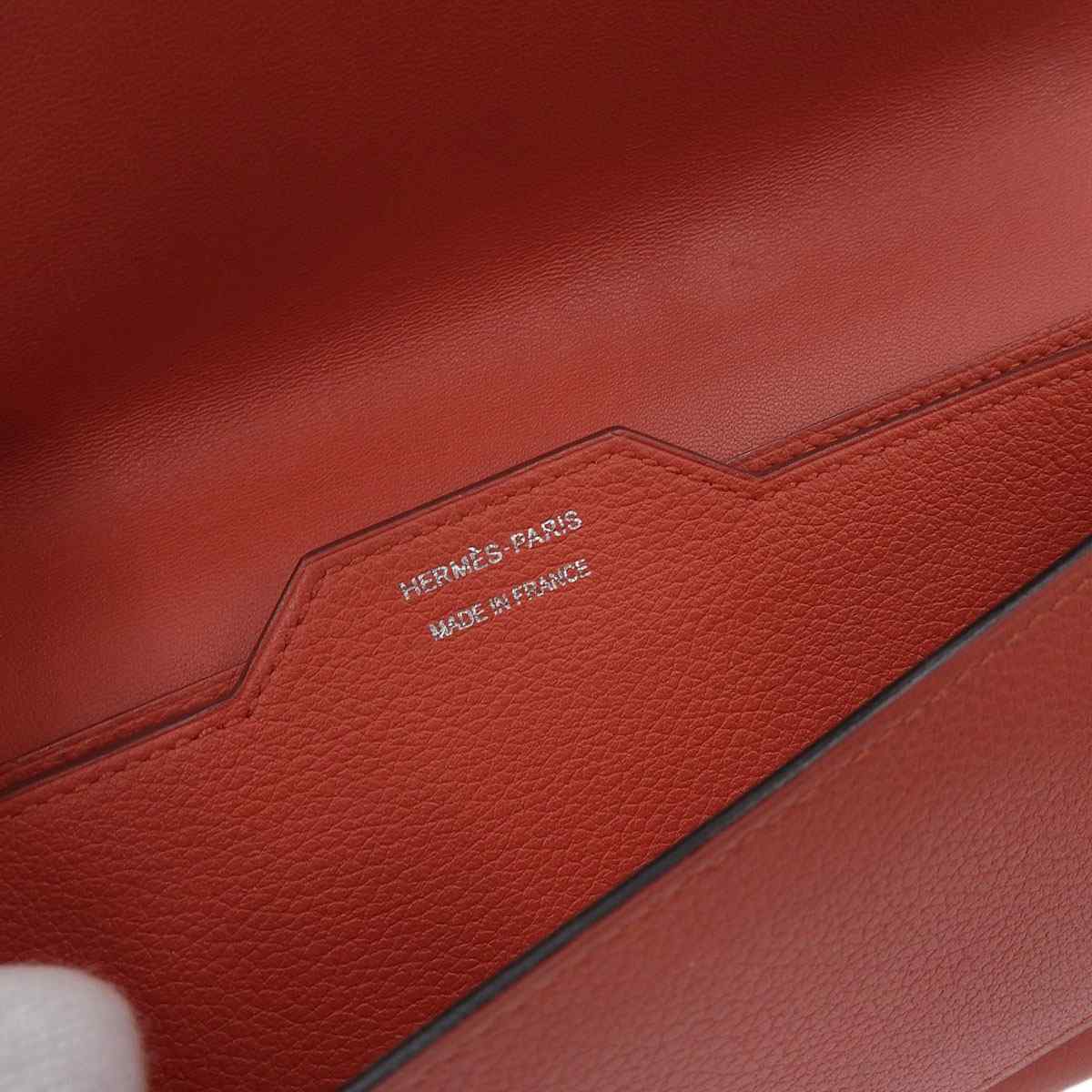 エルメス Hermes パッサン ロング 長財布 エバーカーフ レッド系 レディース X刻印 2016年 8542