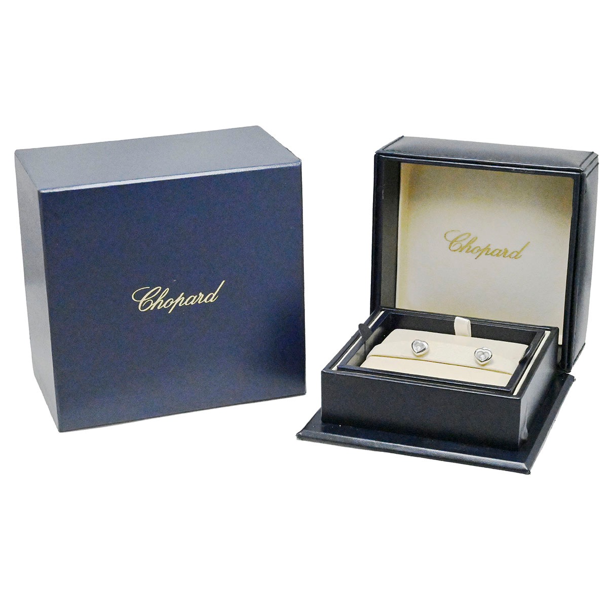 ショパール CHOPARD 750WG ホワイトゴールド ハッピーダイヤモンド ダイヤ1P ハート ピアス レディース  3777