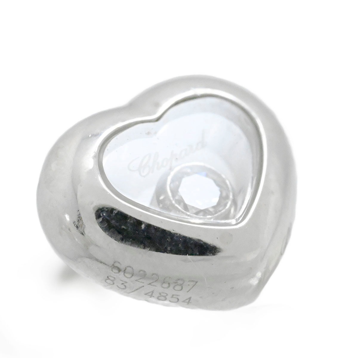 ショパール CHOPARD 750WG ホワイトゴールド ハッピーダイヤモンド ダイヤ1P ハート ピアス レディース  3777