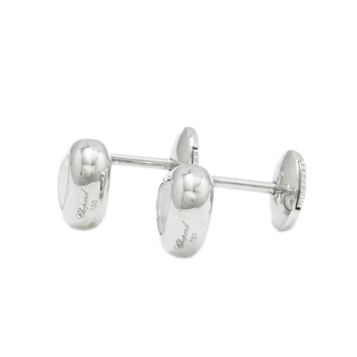 ショパール CHOPARD 750WG ホワイトゴールド ハッピーダイヤモンド ダイヤ1P ハート ピアス レディース  3777