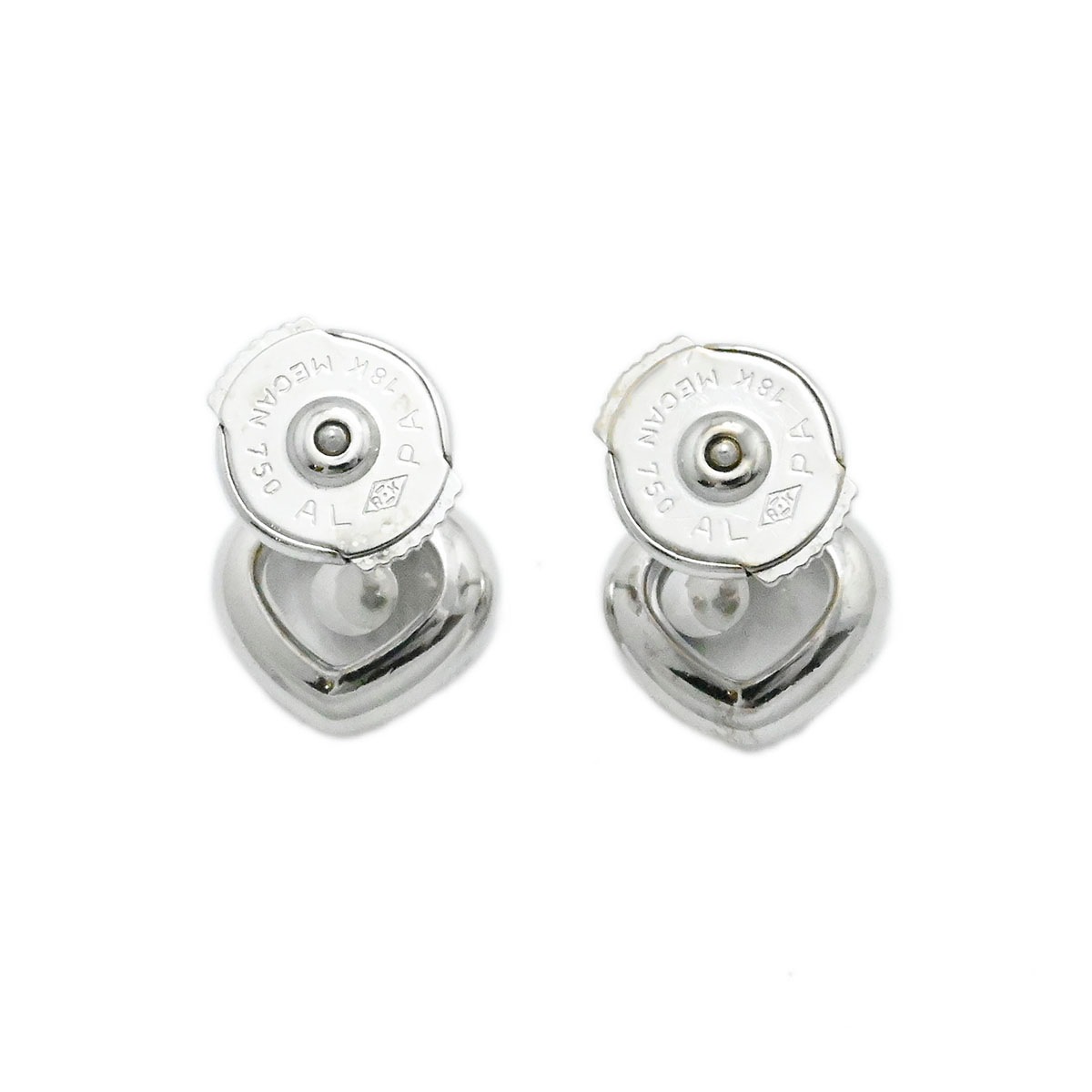 ショパール CHOPARD 750WG ホワイトゴールド ハッピーダイヤモンド ダイヤ1P ハート ピアス レディース  3777