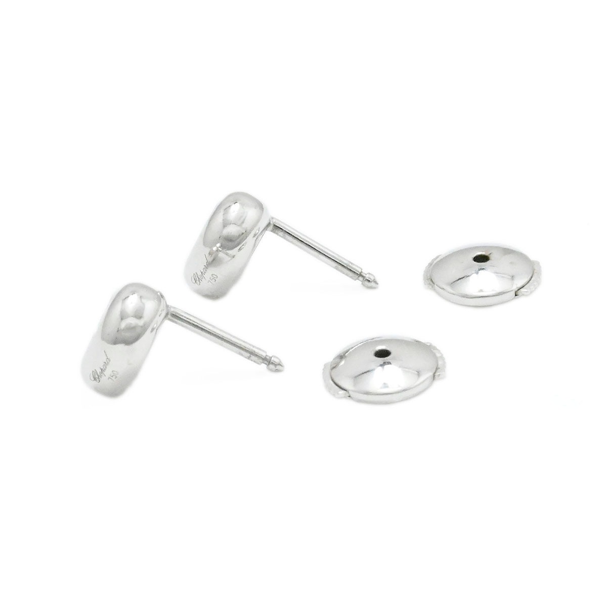 ショパール CHOPARD 750WG ホワイトゴールド ハッピーダイヤモンド ダイヤ1P ハート ピアス レディース  3777