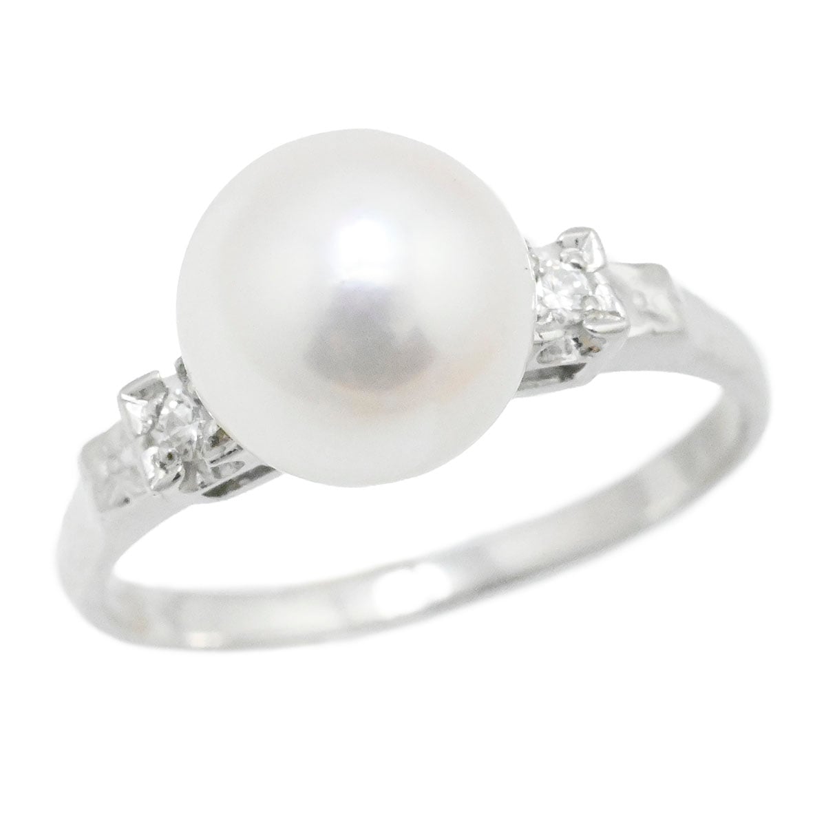 ミキモト MIKIMOTO K14WG ホワイトゴールド パール8.0mm ダイヤモンド