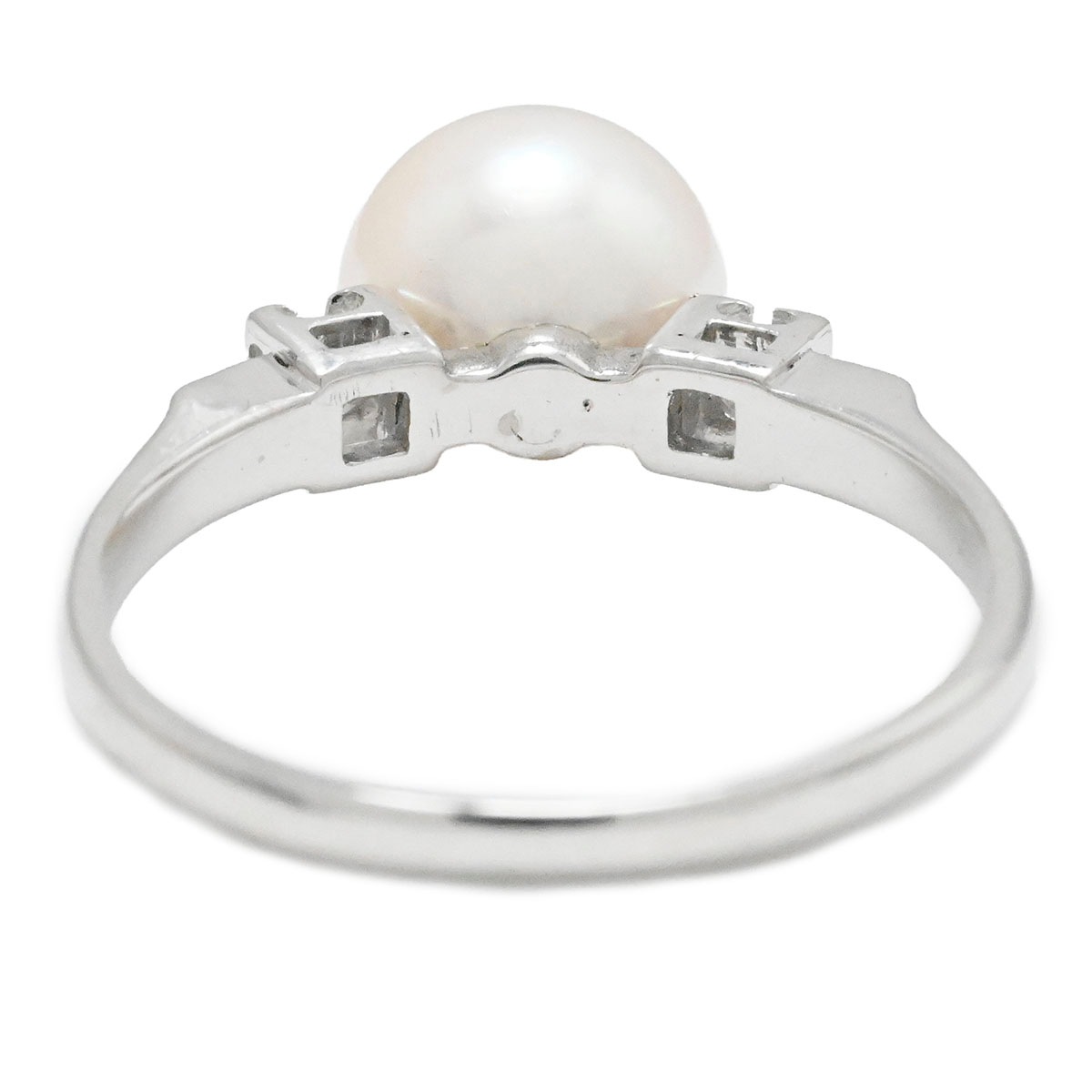 ミキモト MIKIMOTO K14WG ホワイトゴールド パール8.0mm ダイヤモンド リング サイズ11号 レディース  3936
