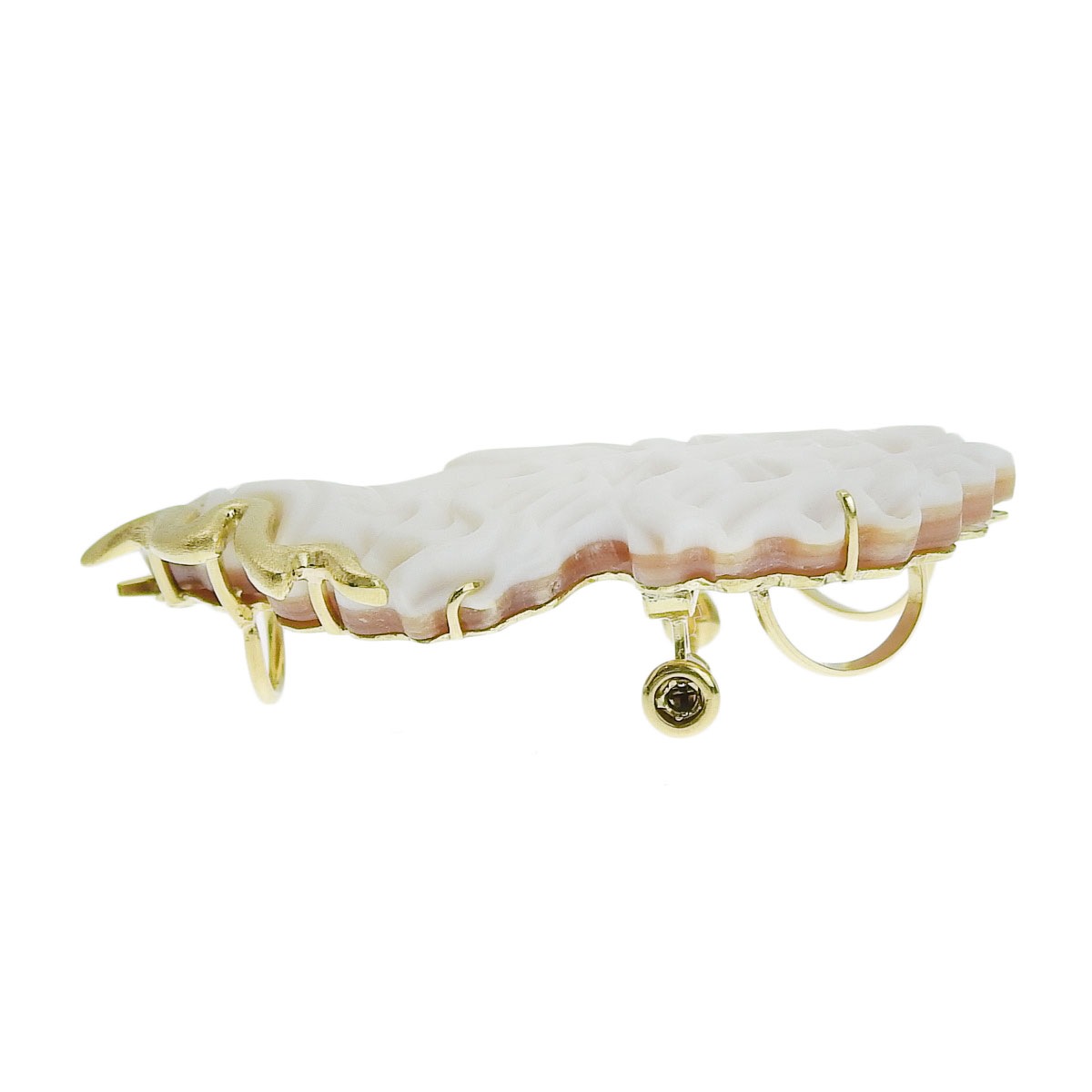 パトリシアパラーティー PatriziaParlati カメオブローチ ペンダントトップ K18YG イエローゴールド ダイヤモンド 0.02ct シェルカメオ レディース 8262