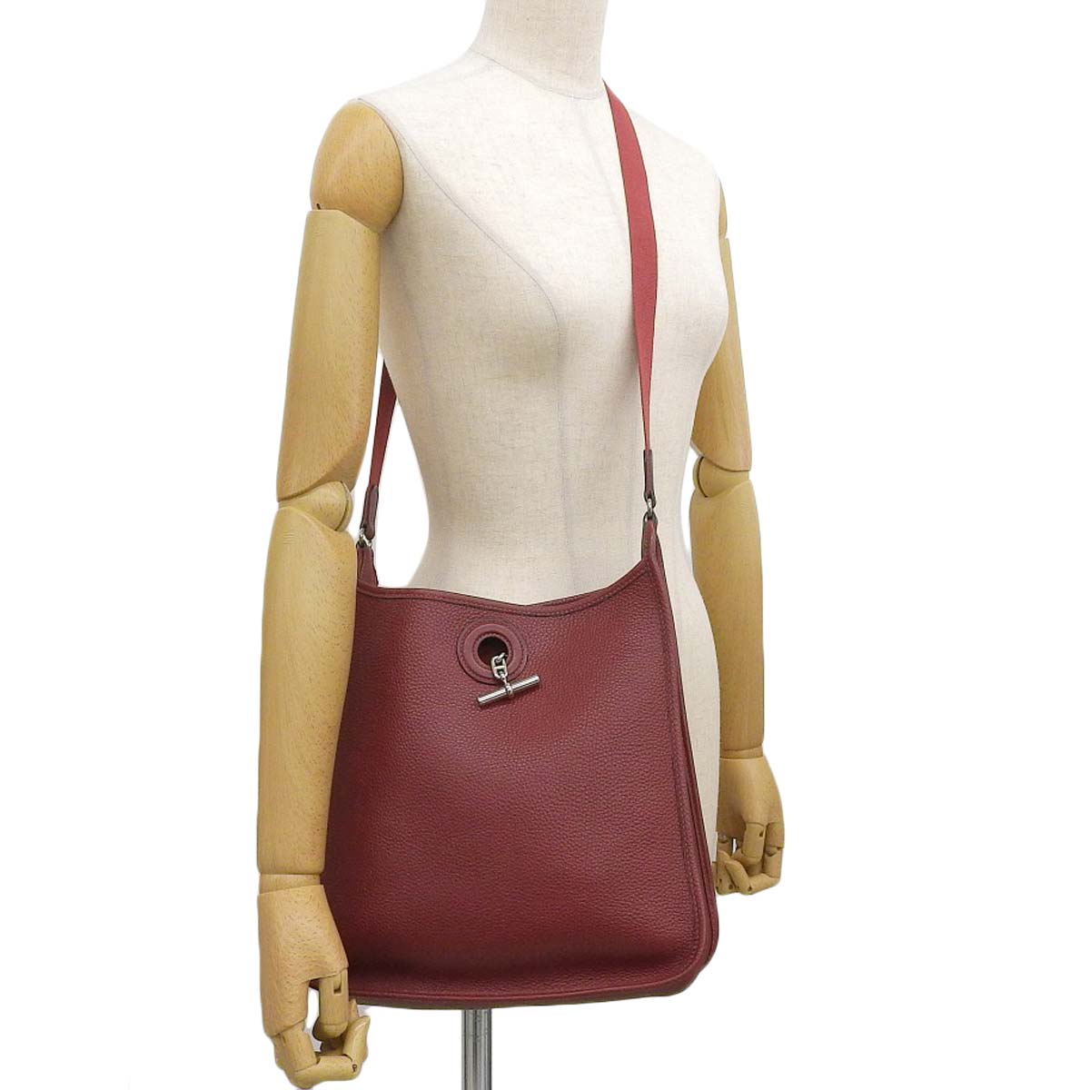 エルメス HERMES ヴェスパPM ショルダーバッグ トゴ ボルドー系×シルバー金具 レディース □D刻印 4277