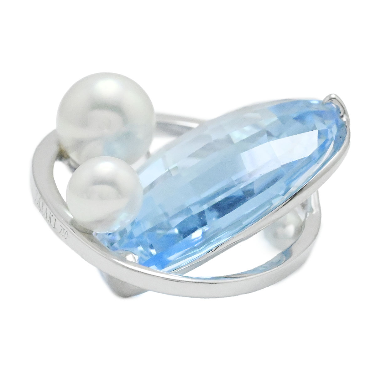 タサキ TASAKI K18WG ブルートパーズ パール3P ペンダントトップ チャーム ホワイトゴールド レディース  3937