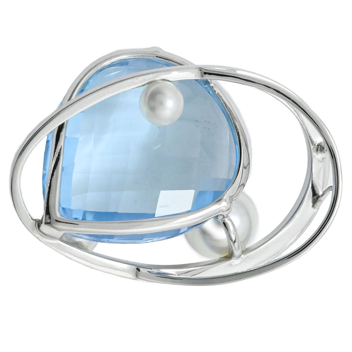 タサキ TASAKI K18WG ブルートパーズ パール3P ペンダントトップ