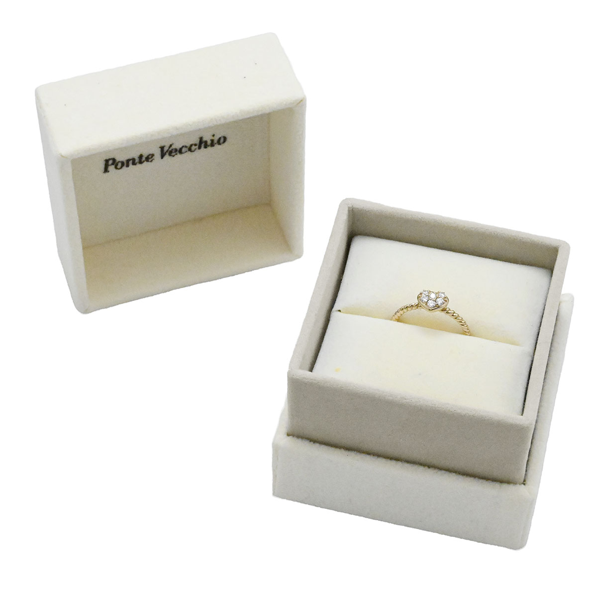 ポンテヴェッキオ Ponte Vecchio P/V K18PG ハート ダイヤモンド0.12ct リング ピンクゴールド レディース サイズ7号  3938