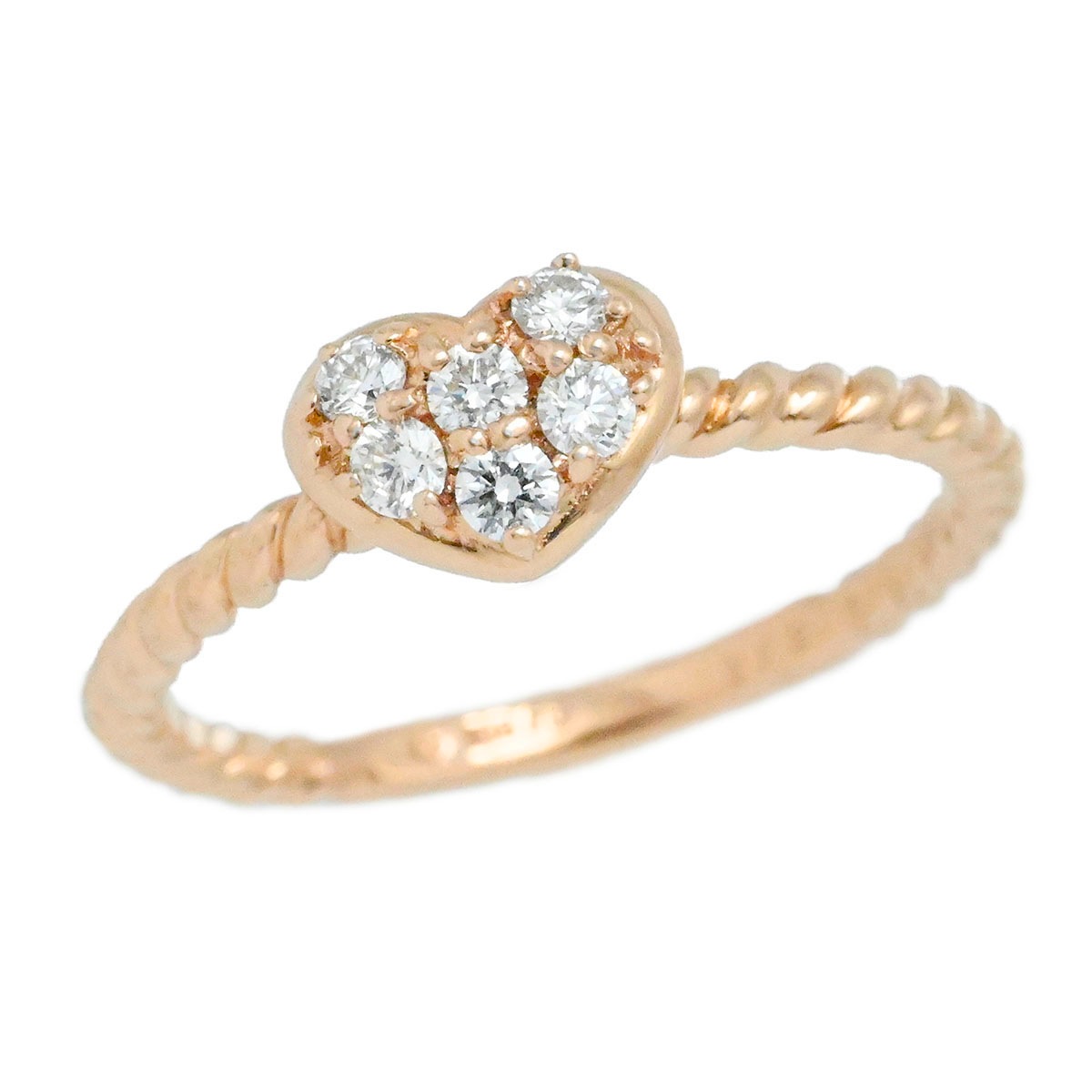 ポンテヴェッキオ Ponte Vecchio P/V K18PG ハート ダイヤモンド0.12ct リング ピンクゴールド レディース サイズ7号  3938