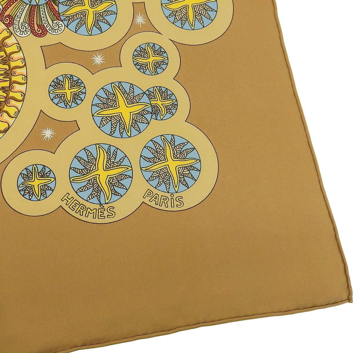 エルメス HERMES カレ90 LE ROY SOLEIL 太陽王 スカーフ シルク キャメル系 レディース 4790