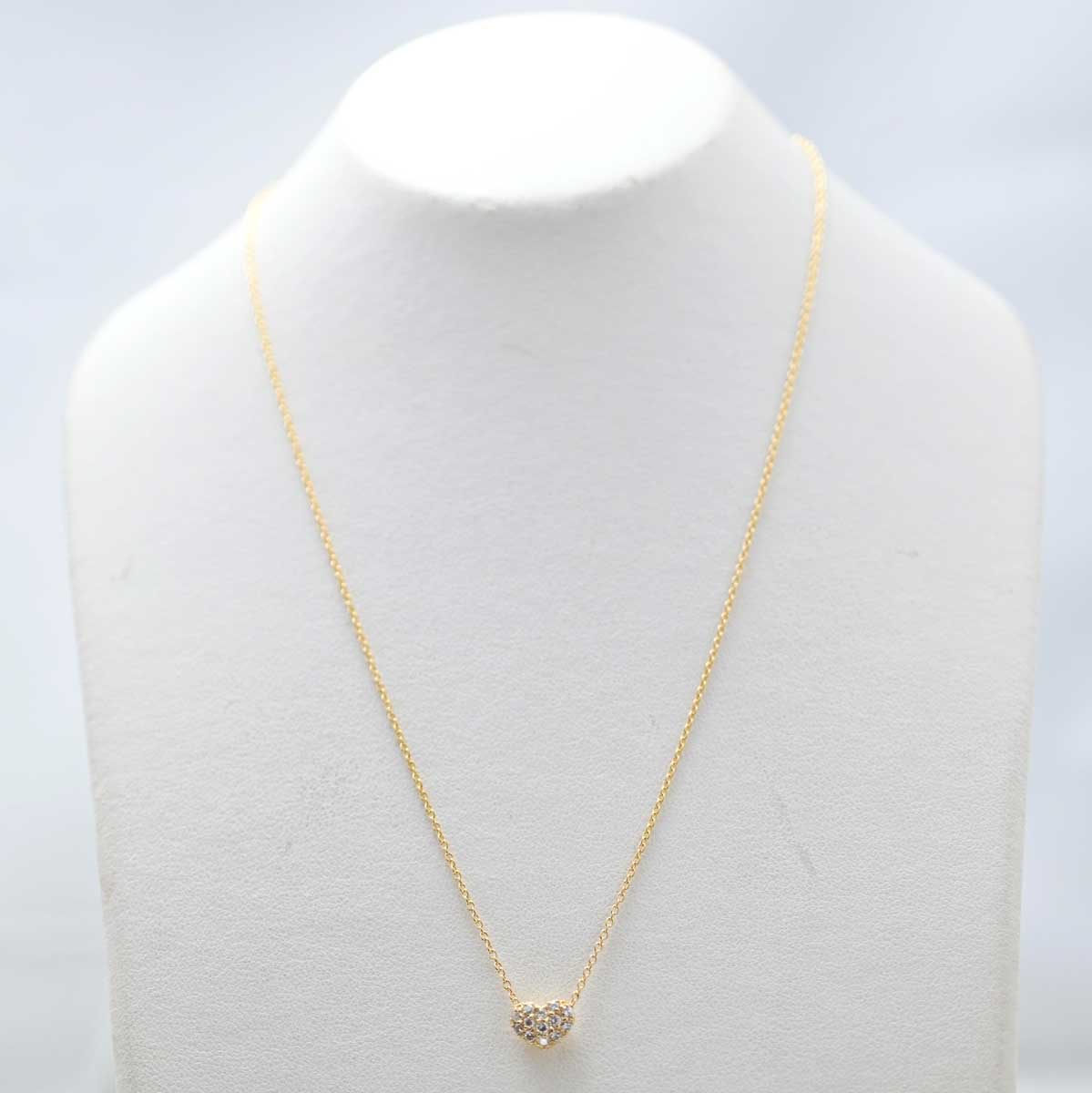 ポンテヴェキオ K18YG ダイヤ0.22ct ハート ネックレス レディース 3157