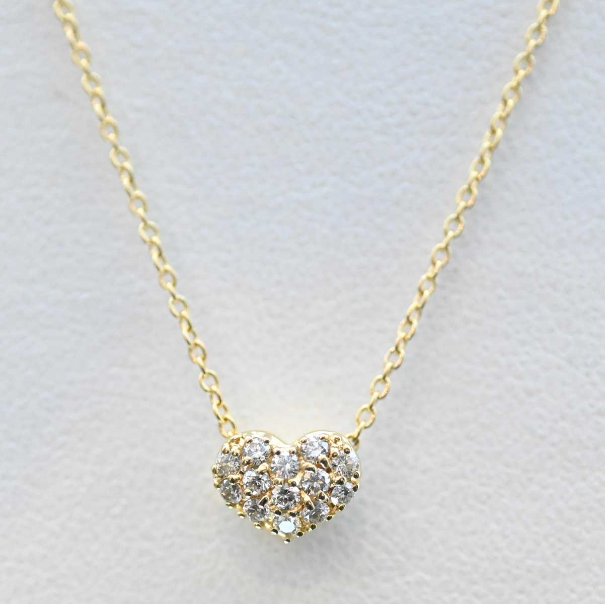 ポンテヴェキオ K18YG ダイヤ0.22ct ハート ネックレス レディース 3157