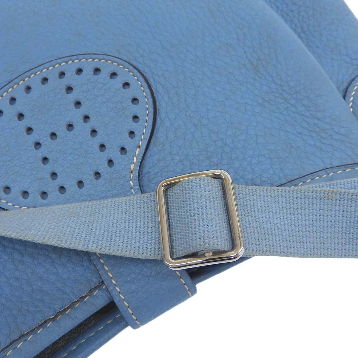 エルメス HERMES ロデオドゥ ショルダーバッグ 型押しレザー ブルージーン レディース □C刻印 4279