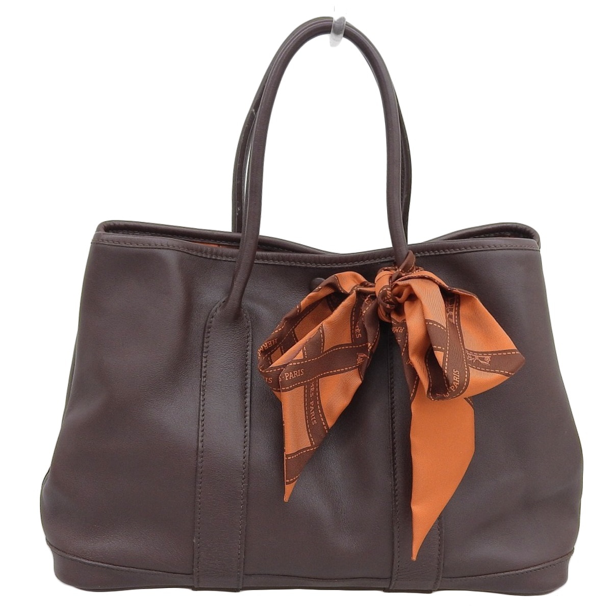エルメス HERMES ガーデンツイリー TPM リボン柄 ボルデュックツイリー付 スイフト ブラウン系 レディース □I刻印 2005年 4480