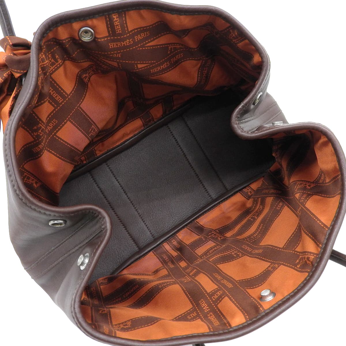 エルメス HERMES ガーデンツイリー TPM リボン柄 ボルデュックツイリー付 スイフト ブラウン系 レディース □I刻印 2005年 4480