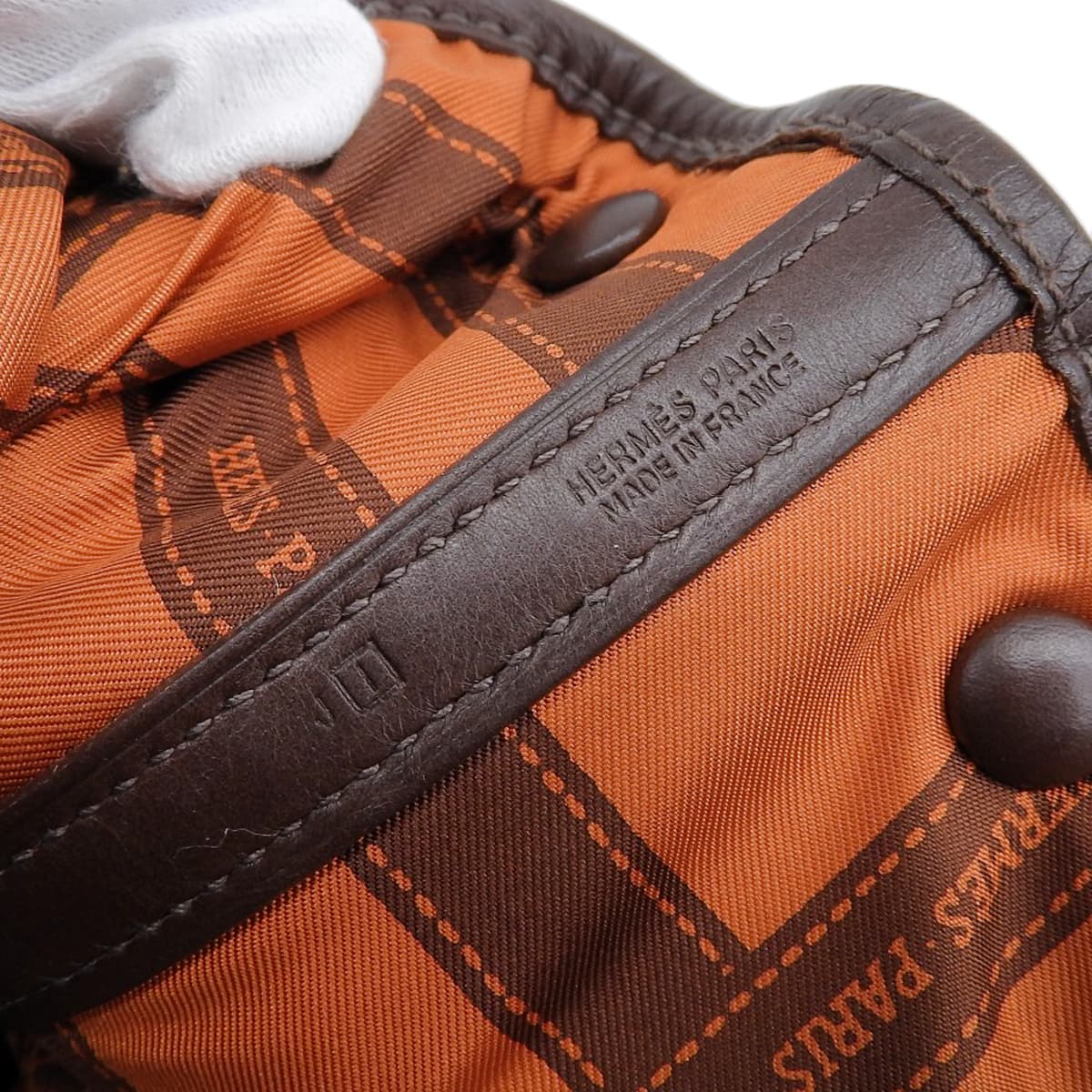 エルメス HERMES ガーデンツイリー TPM リボン柄 ボルデュックツイリー付 スイフト ブラウン系 レディース □I刻印 2005年 4480