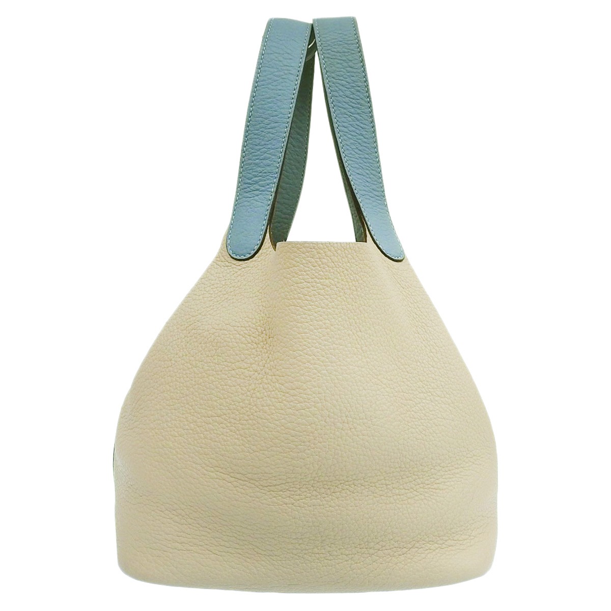 エルメス HERMES ピコタンMM ハンドバッグ トリヨンクレマンス バイカラー オフホワイト×ブルー レディース □M刻印 2009年 4666