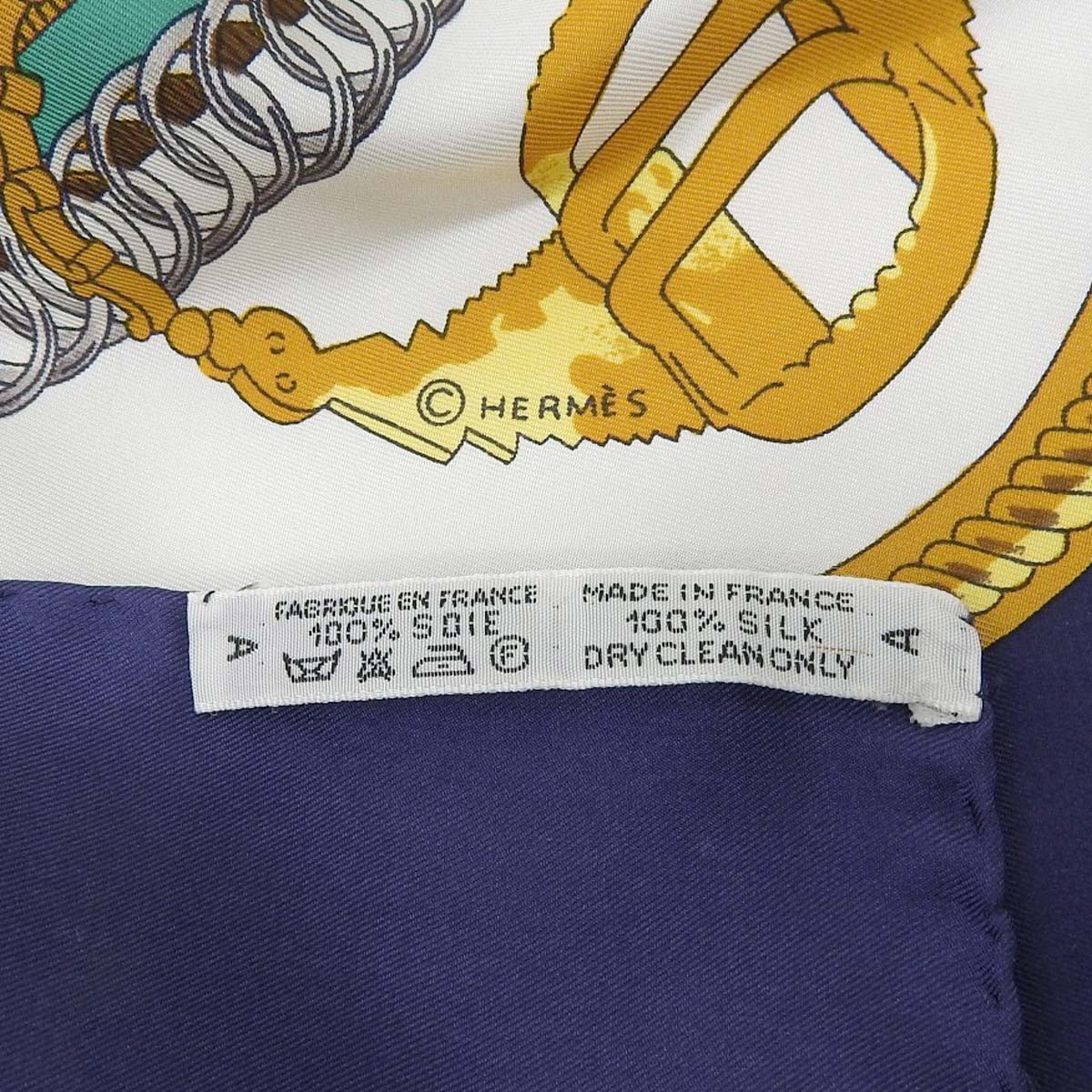 エルメス HERMES カレ90 REPRISE 乗馬風景 スカーフ シルク ホワイト×マルチカラー レディース 4791