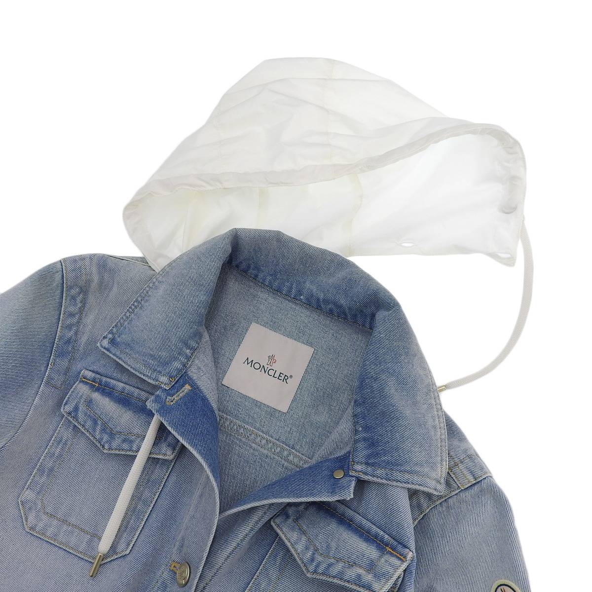 モンクレール MONCLER デニムジャケット フード付き コットン デニム サイズ0 レディース 4360