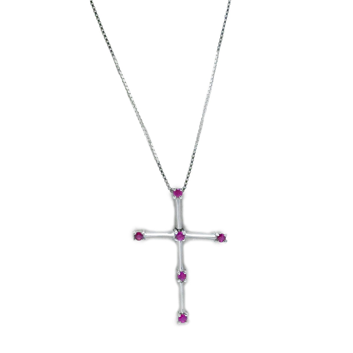ダミアーニ DAMIANI 750ＷG ホワイトゴールド ルビー クロスネックレス ペンダント 十字架 レディース  3646