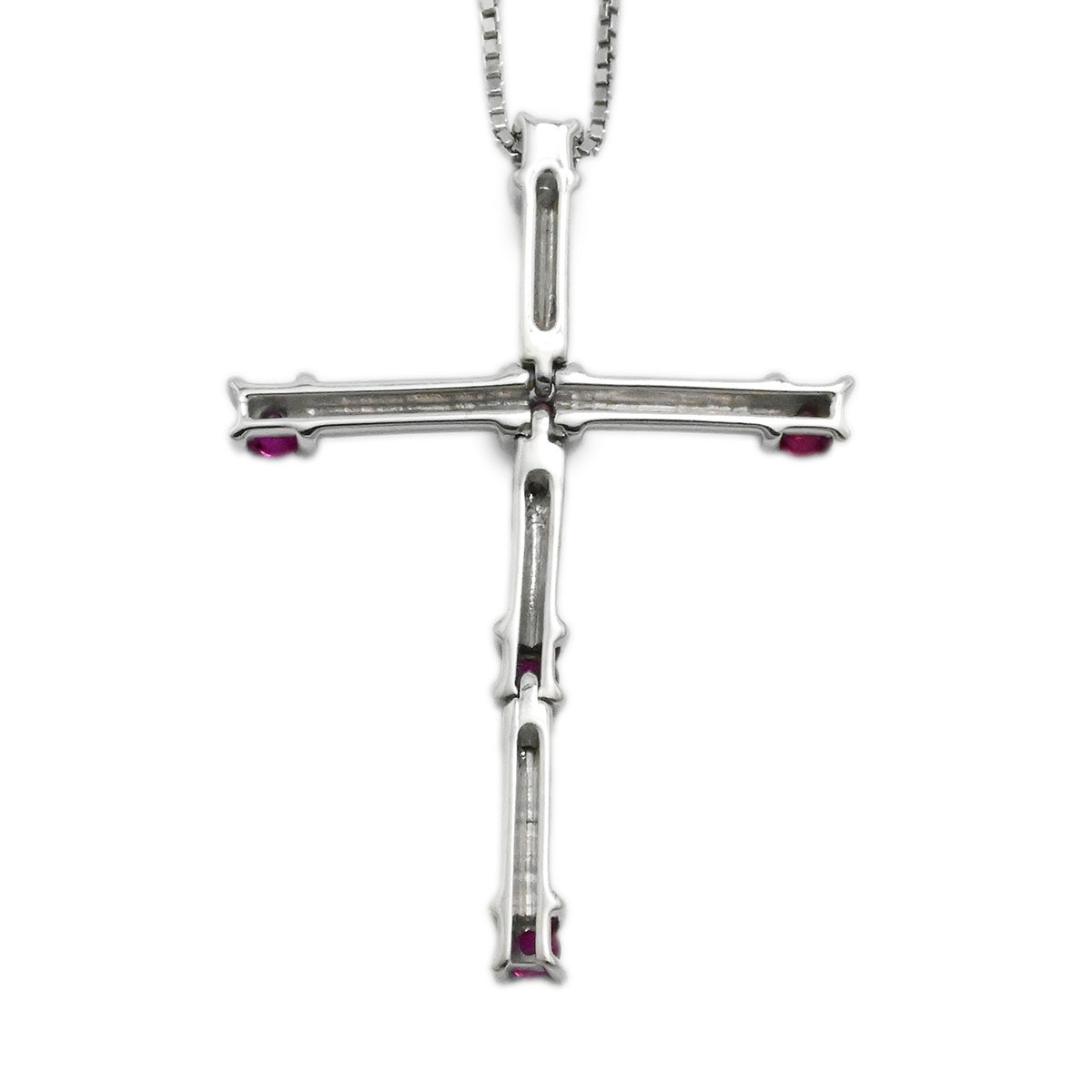 ダミアーニ DAMIANI 750ＷG ホワイトゴールド ルビー クロスネックレス ペンダント 十字架 レディース  3646
