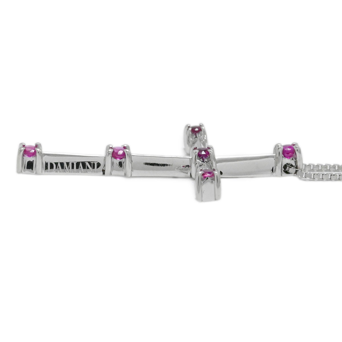 ダミアーニ DAMIANI 750ＷG ホワイトゴールド ルビー クロスネックレス ペンダント 十字架 レディース  3646