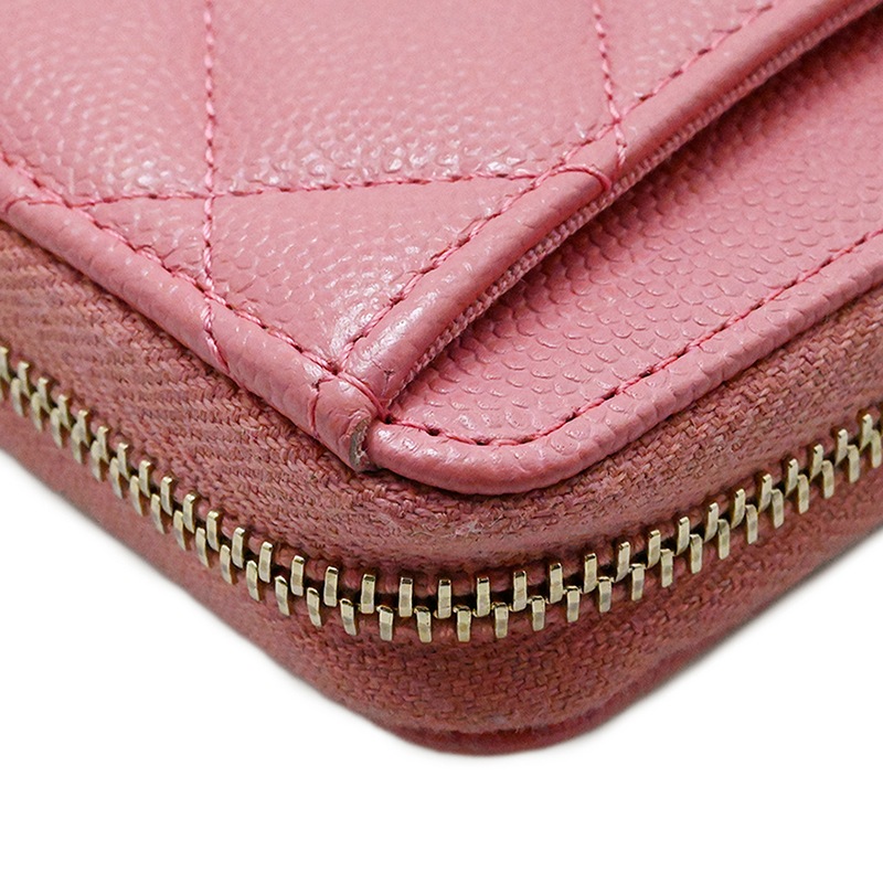 シャネル CHANEL キャビアスキン グレインドカーフ クラシック ココマーク ラウンドジップ コインパース コインケース 財布 3990