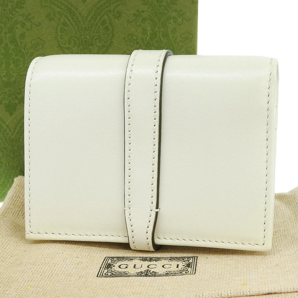 GUCCI ホワイトレザー 二つ折り財布 グッチ GUCCI ジャッキーコンパクト 財布 コインケース カード