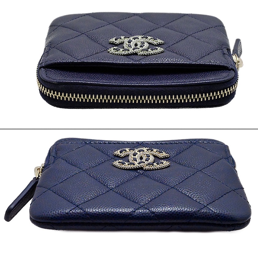 シャネル CHANEL キャビアスキン グレインドカーフ ココマーク コインケース カードケース ネイビー  32番台 AP2741 財布　 3991