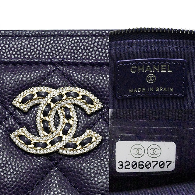シャネル CHANEL キャビアスキン グレインドカーフ ココマーク コインケース カードケース ネイビー  32番台 AP2741 財布　 3991