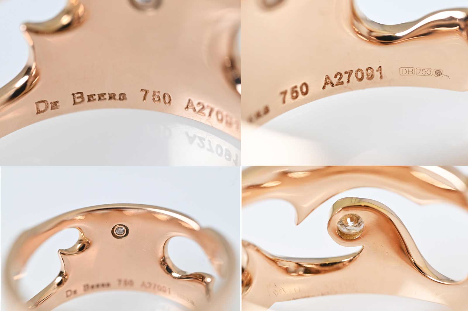 デビアス DeBeers K18PG ピンクゴールド ダイヤ リング 15.5号 ブランドジュエリー 7557