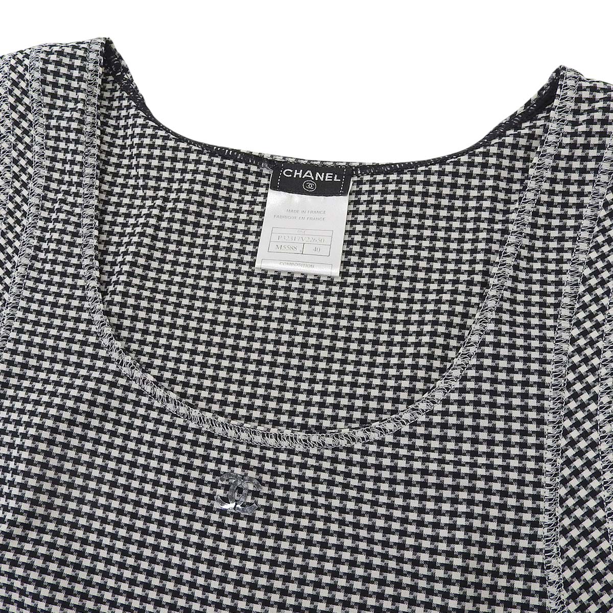 CHANEL チェック柄 ノースリーブチュニック 38 CHANEL チェック柄 ノースリーブチュニック 38