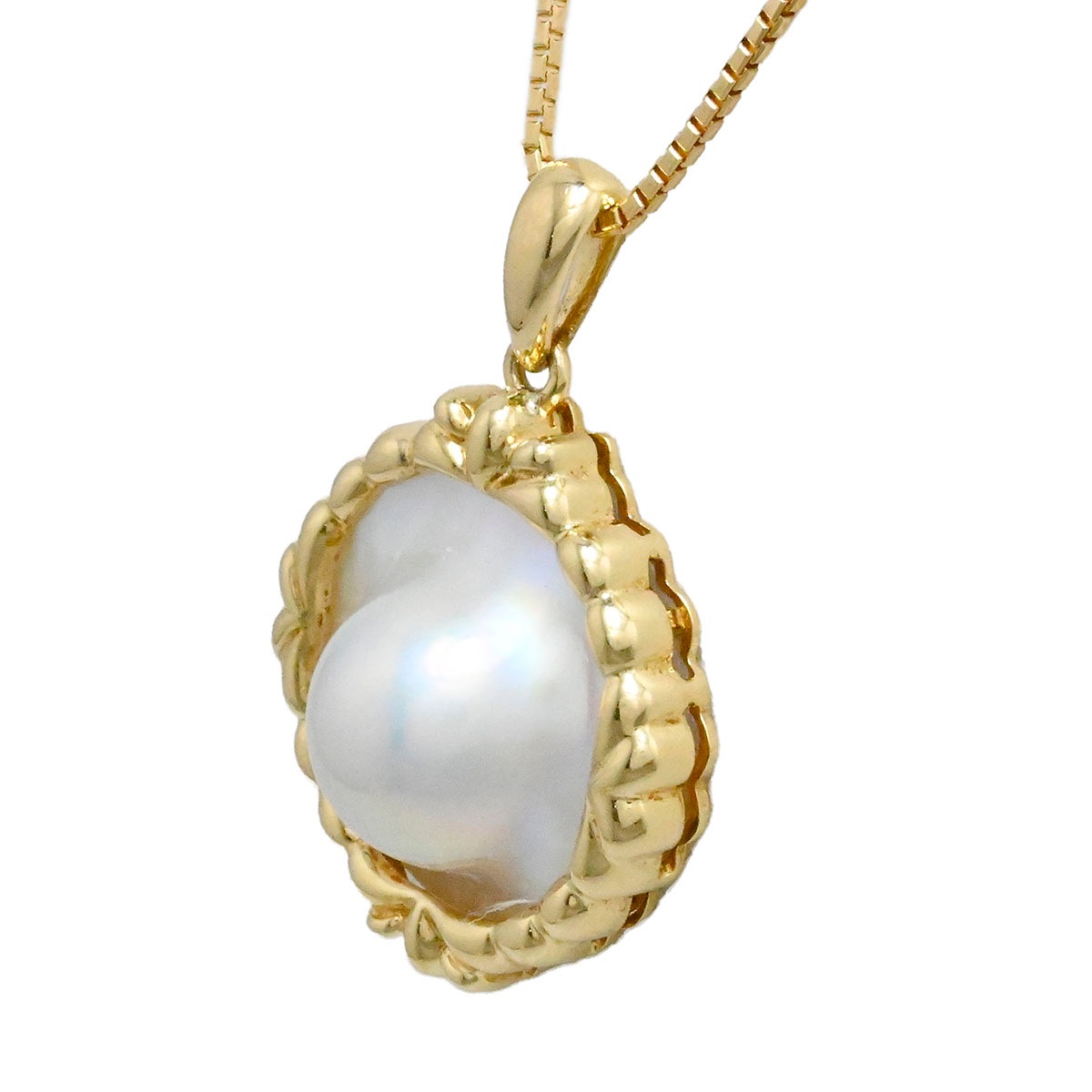 タサキ TASAKI K18YG イエローゴールド マベパール ネックレス ペンダント レディース  3942