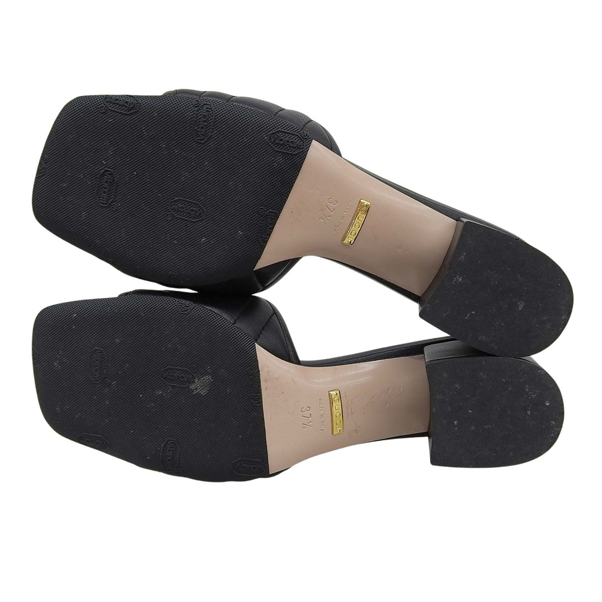 グッチ GUCCI ダブルGマーモント サンダル ミュール レザー ゴールド