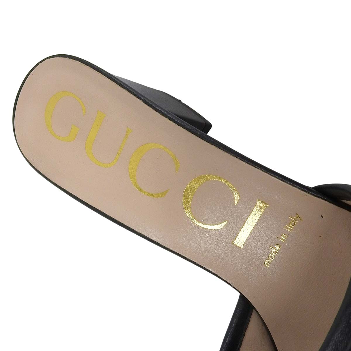 グッチ GUCCI ダブルGマーモント サンダル ミュール レザー ゴールド