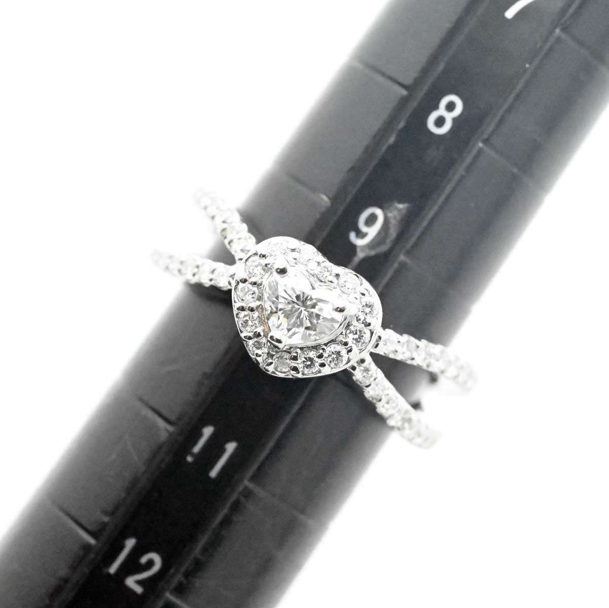 ポンテヴェキオ K18ＷG ホワイトゴールド ダイヤ0.303ct 0.60ct ハートリング 10号 レディース 3021