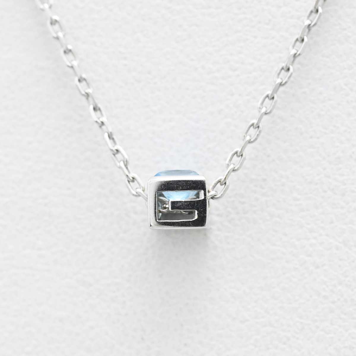 グッチ  GUCCI 750WG ホワイトゴールド ブルートパーズ Gロゴ ネックレス レディース アクセサリー  3265