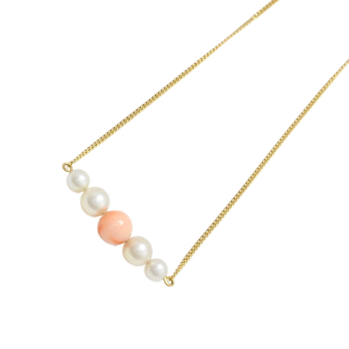 ミキモト MIKIMOTO K14YG イエローゴールド さんご パール ネックレス  3943