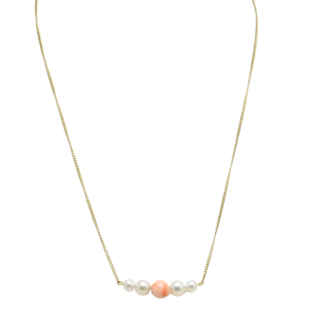 ミキモト MIKIMOTO K14YG イエローゴールド さんご パール ネックレス  3943