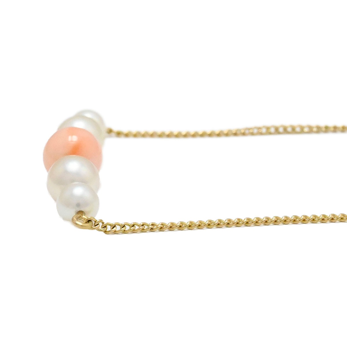 ミキモト MIKIMOTO K14YG イエローゴールド さんご パール ネックレス  3943