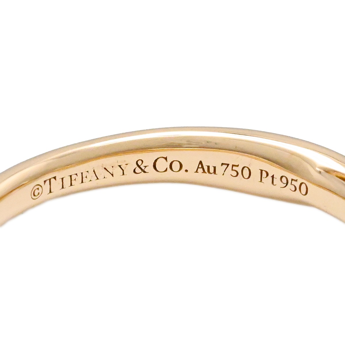 ティファニー TIFFANY & Co. 750PG Pt950 ピンクゴールド プラチナ ハーモニーリング 一粒ダイヤ サイズ9号 レディース  3993
