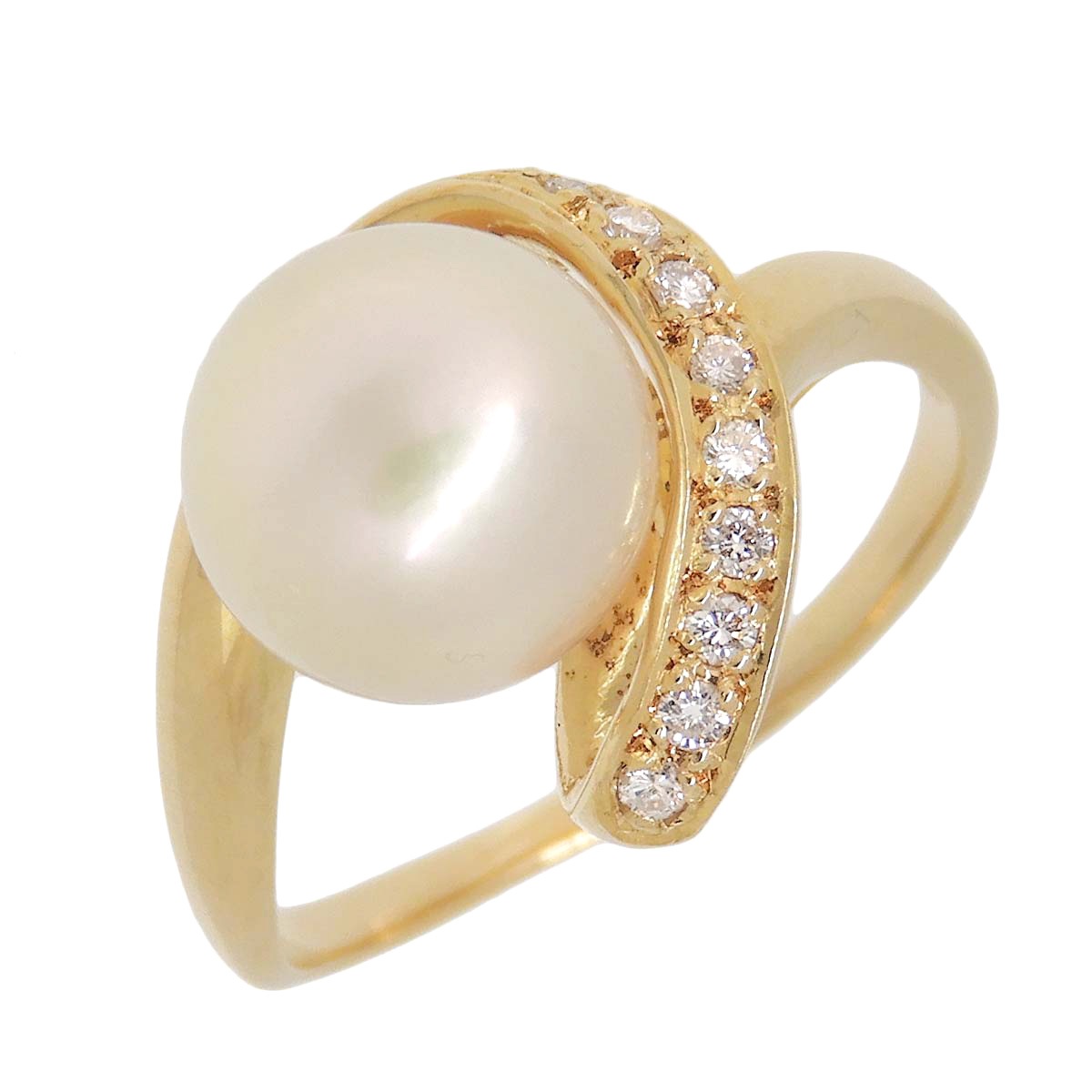 タサキ TASAKI リング 指輪 K18 パール 9.3mm ダイヤモンド 0.09ct 17.5号 レディース 4782