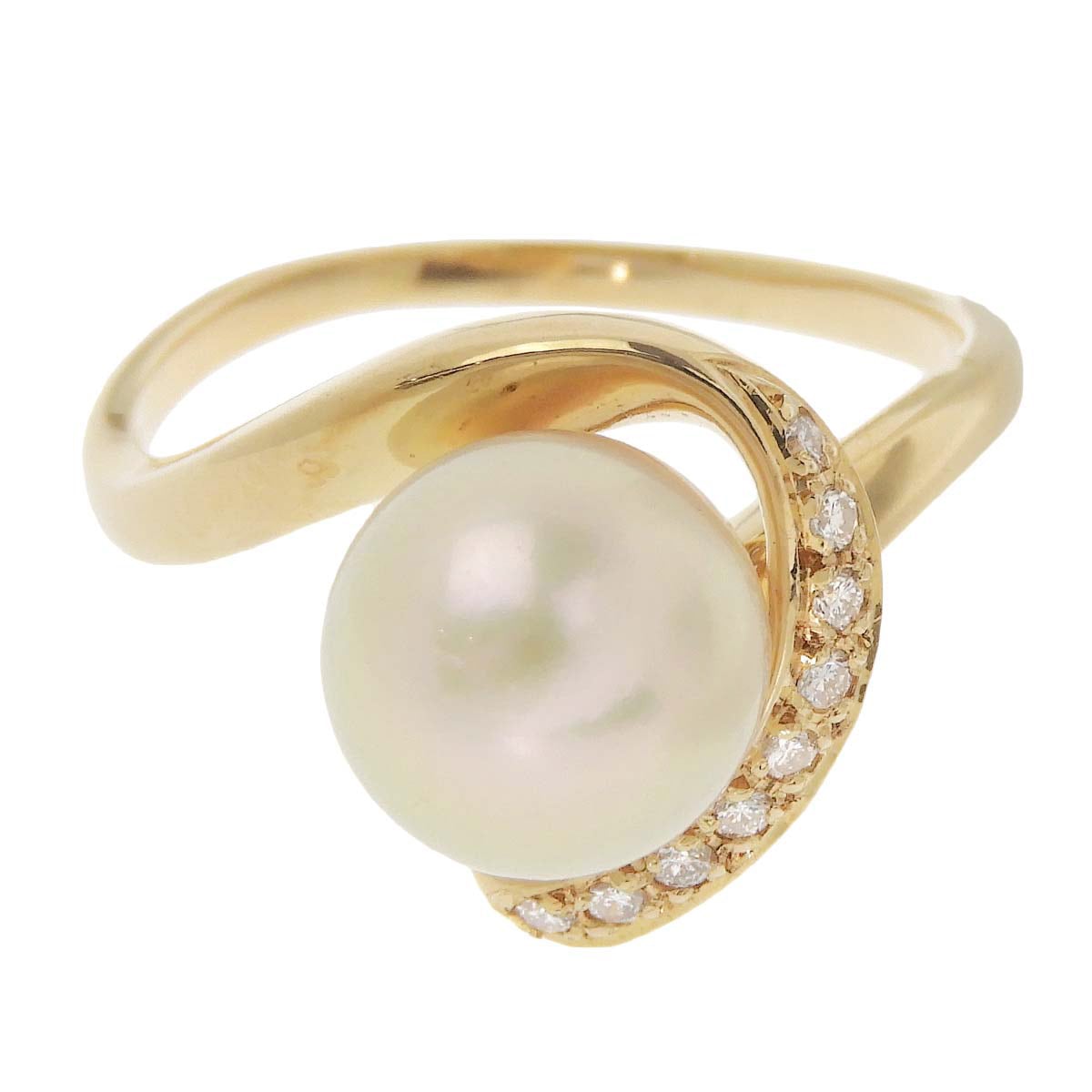 タサキ TASAKI リング 指輪 K18 パール 9.3mm ダイヤモンド 0.09ct 17.5号 レディース 4782