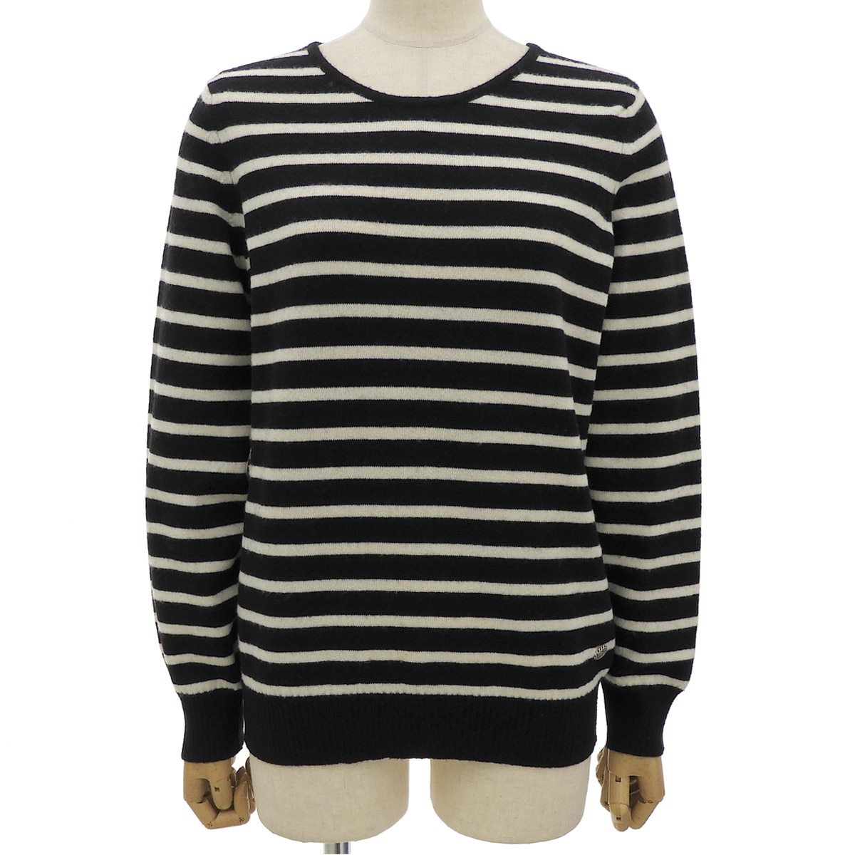 【CHANEL シャネル　ボーダーロンT】 シャネル CHANEL ニット 長袖 ボーダー カシミア ブラック×ホワイト